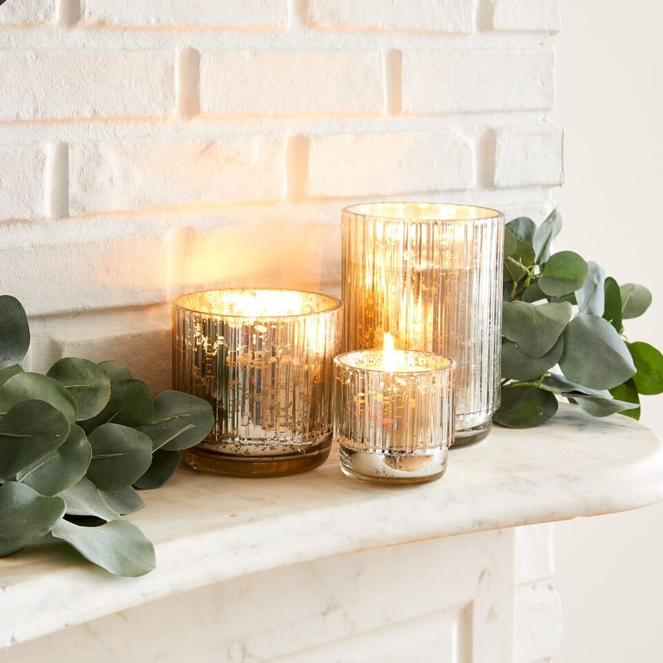 Mercury Glass Fluted Candles west elm United Kingdom
